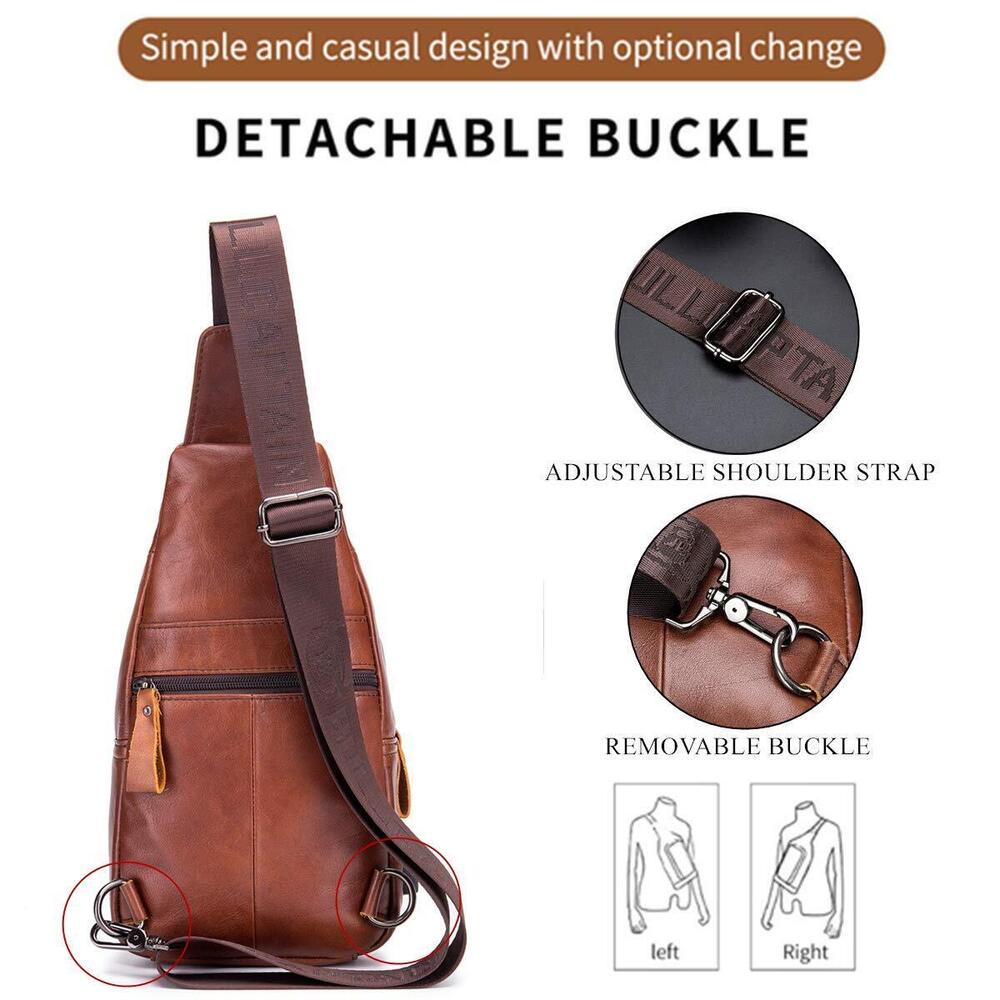 Genuine Leather Crossbody Bag Men iPad Mini Sling - Picture 3 of 6